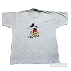 Vintage Single Stitch Embroidered Mickey Mouse Florida Tshirt sz XL